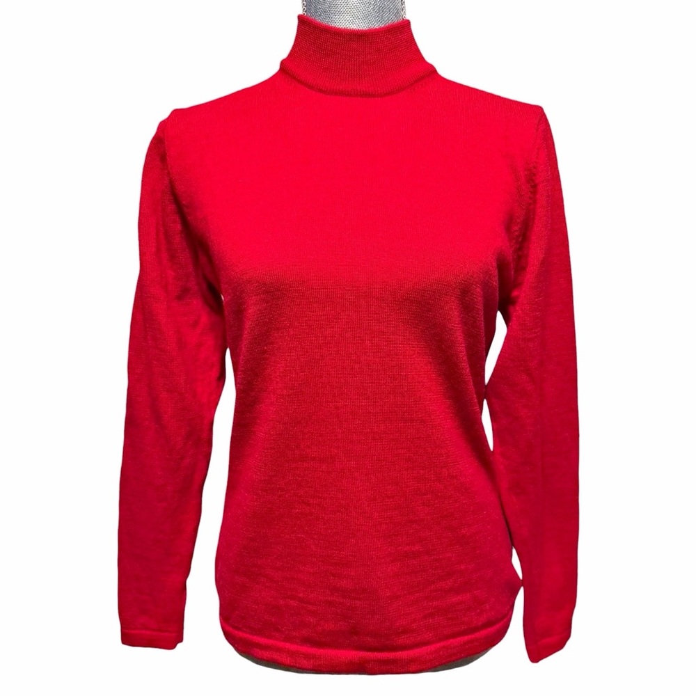 Vintage JONES & CO ☆ 100% Wool Long Sleeve Red Pullover Sweater